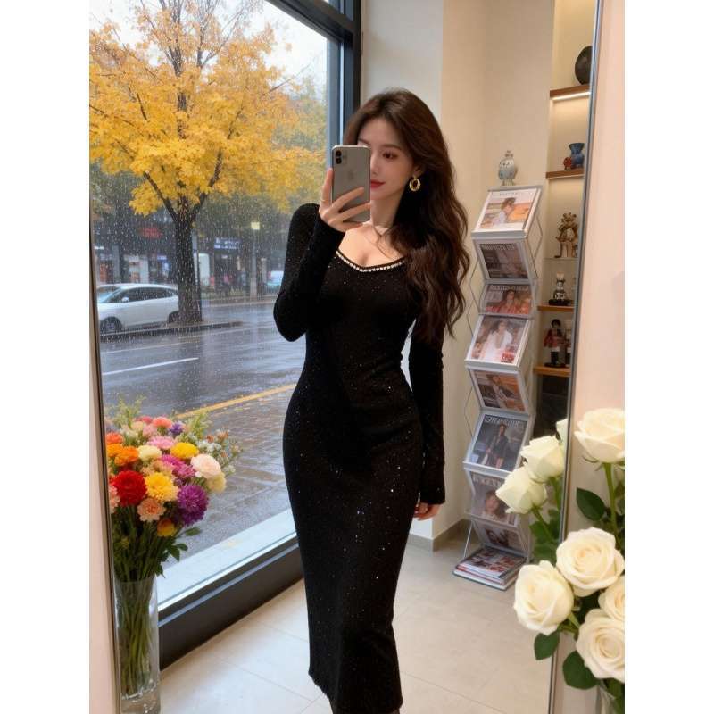 Korean Spring New Knit Sweater Dress with a Cool and Sophisticated Vibe for Birthday Dates, Exuding an Exquisite and Unique Atmosphere Korean Spring New Knit Sweater Dress with a Cool and Sophisticated Vibe for Birthday Dates, Exuding an Exquisite and Unique Atmosphere