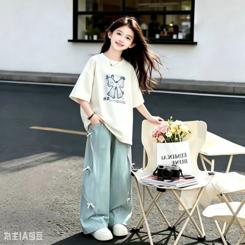Zhili children's summer fashion casual Korean style girls' summer clothes sporty fashion loose printed tops