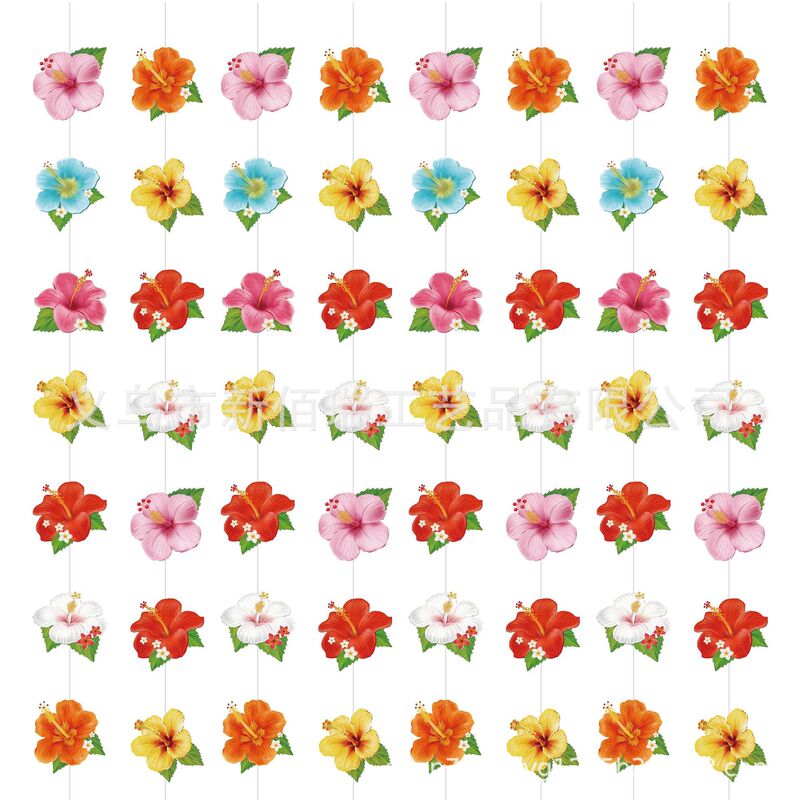 Hawaiian Decorative Hibiscus Flower Garland Tropical Beach Pool Summer Birthday Party Wreath Door Curtain Decoration