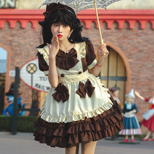 Japanese café maid dress, waitress dress, Lolita Western dress, Lolita dress, female servant performance costume