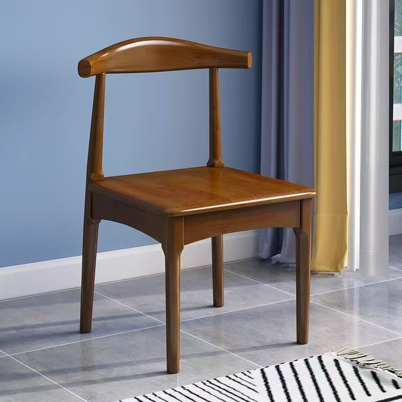 Solid Wood Dining Chair Home Modern Simple Desk Chair Nordic Office Conference Chair Backrest Restaurant Chair Stool Horn Chair