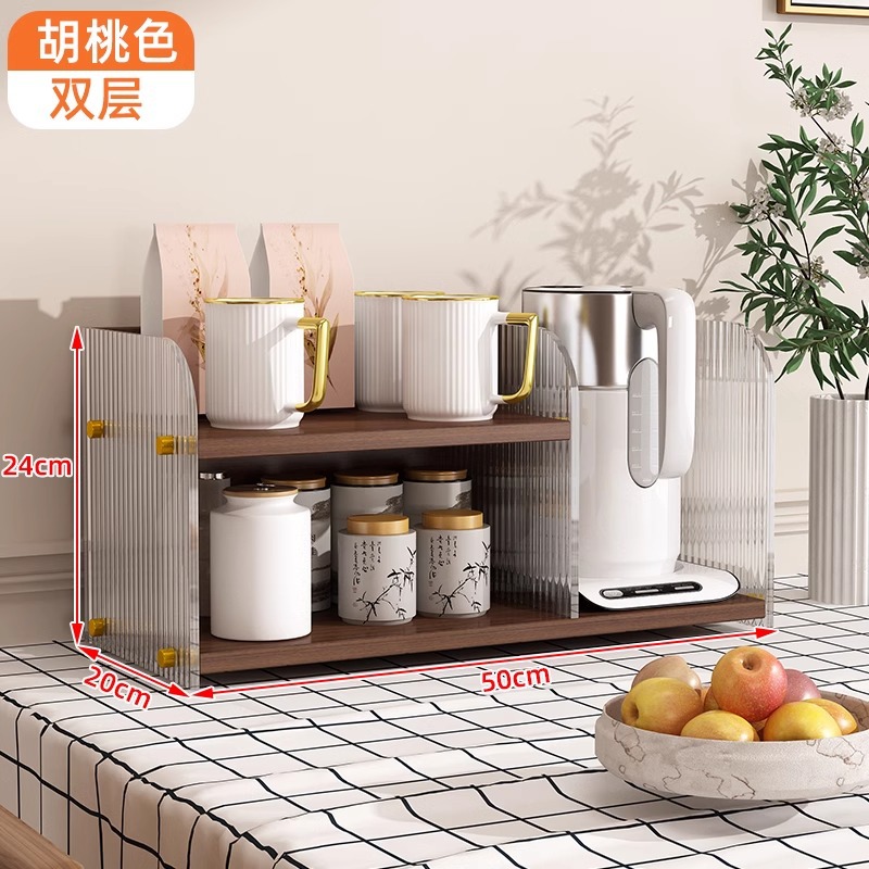 Estante de escritorio acrílico de mesa de comedor multicapa de almacenamiento y acabado de escritorio casero barra de té de mesa de almacenamiento de tazas de agua