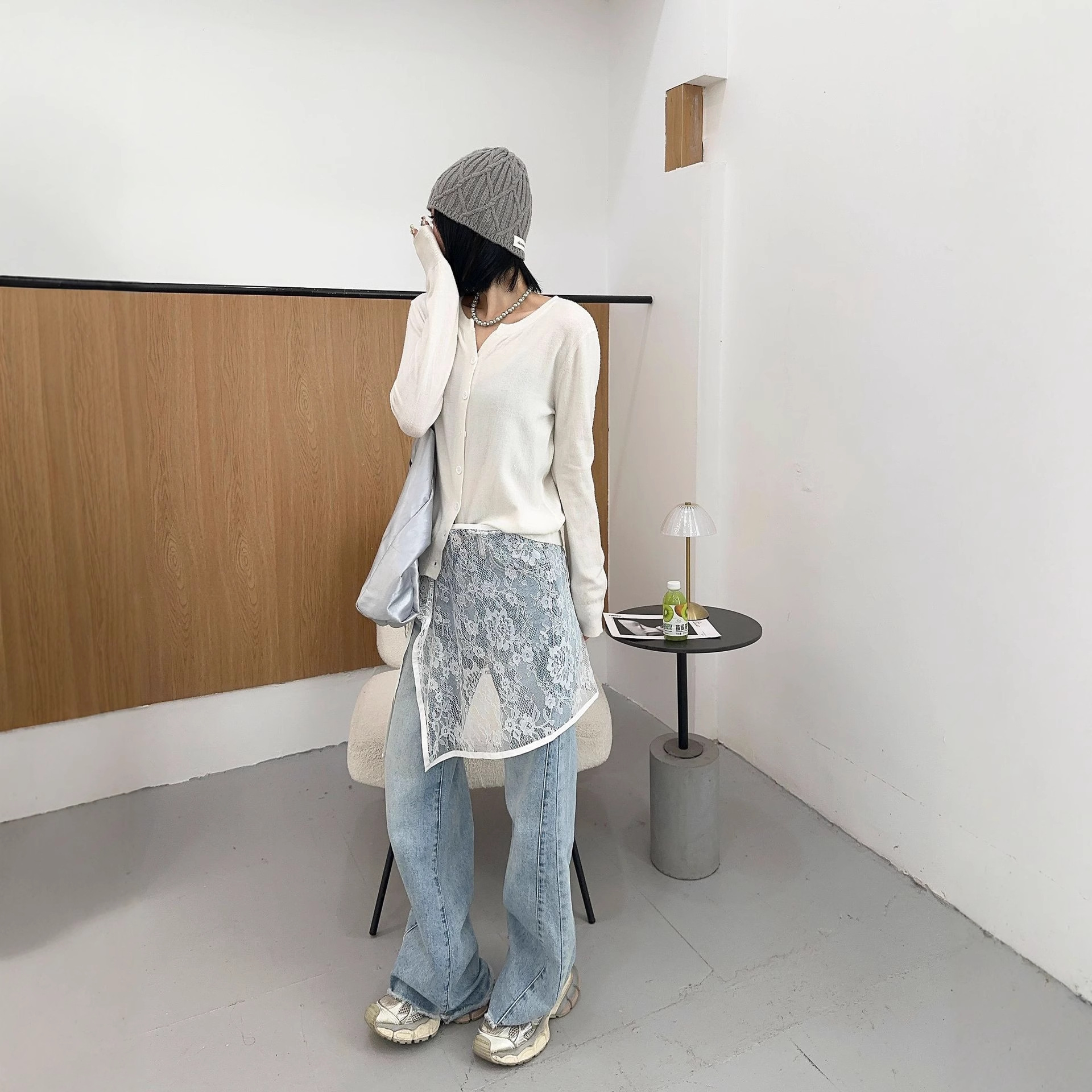 2025 Autumn New Original Lace Layered Skirt with Tie, White Sweet Versatile Layered Skirt for Women