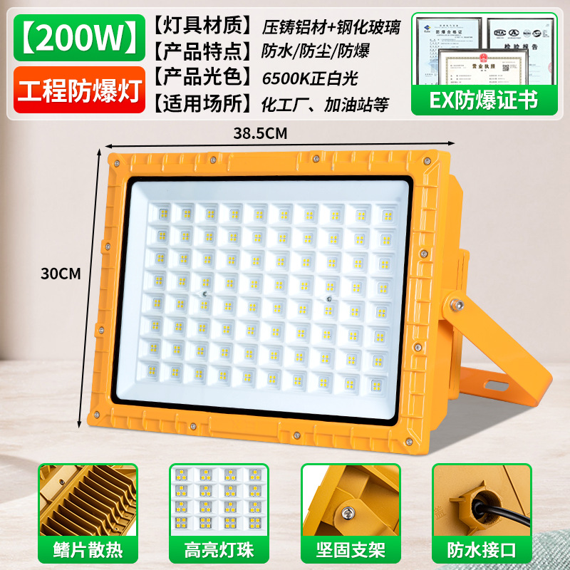 국가 표준 분할 EX 방폭 램프 200w - 화재 방지 포함 - 감지 기능 포함