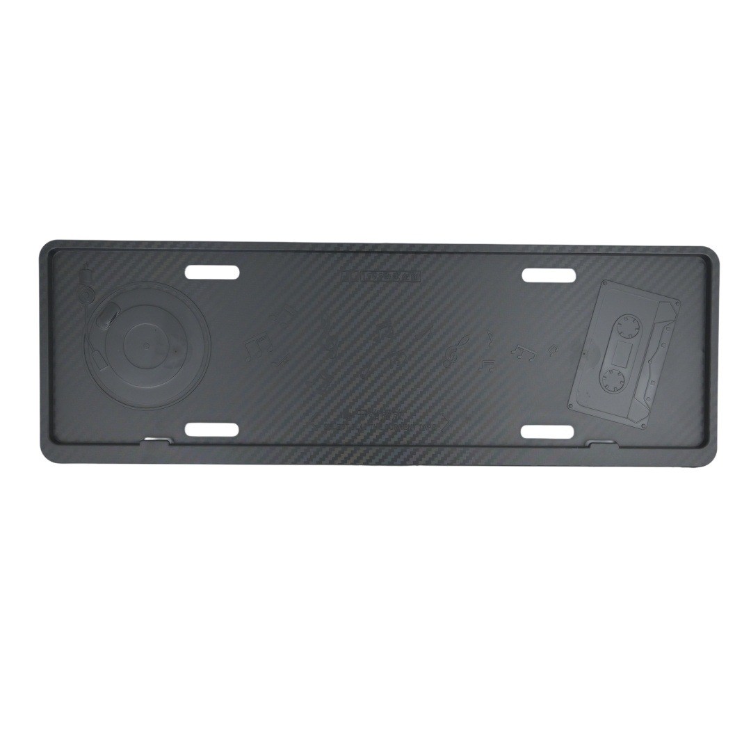 New energy plastic embossed license plate frame, music-themed carbon fiber pattern, green and blue license plate frame, car license plate holder