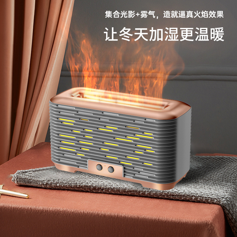 アロマディフューザー 車 USB 超音波アトマイザー ナイトライト付き 炎アロマ加湿器 家庭用 サイレント 大容量|undefined