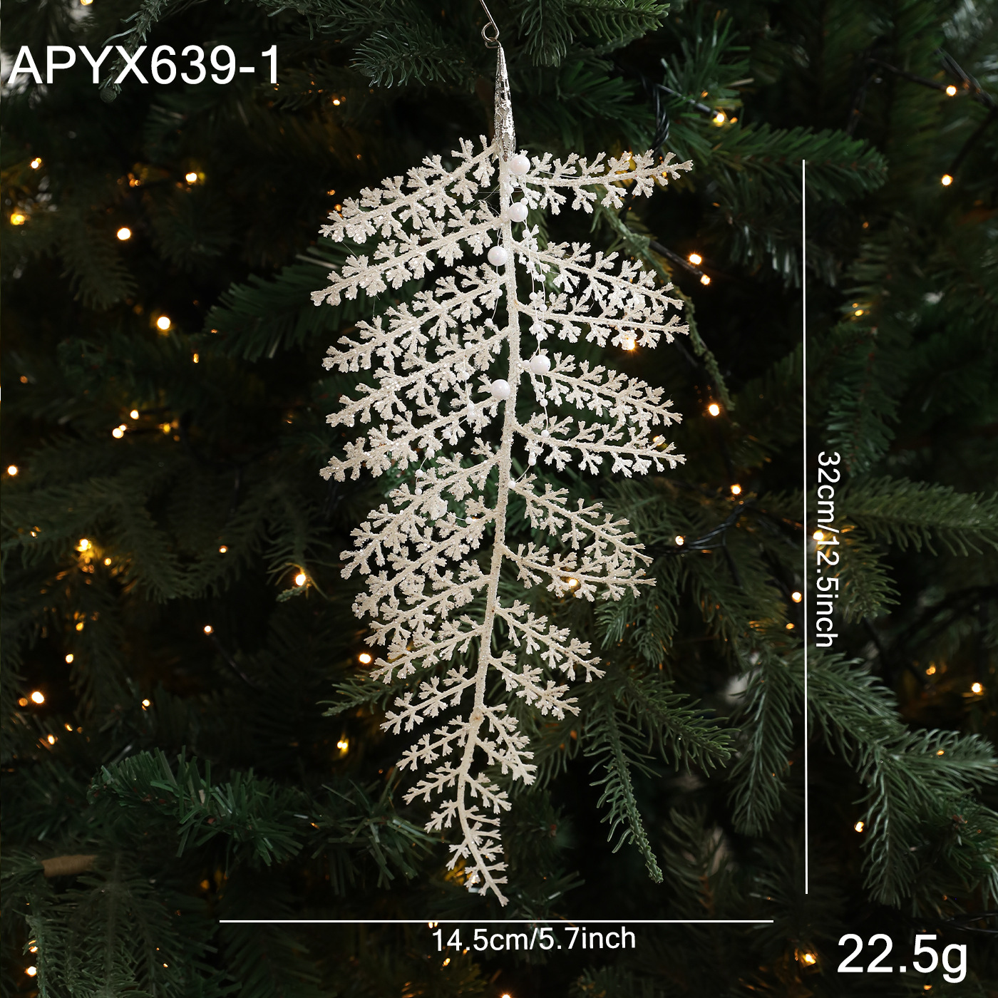Hoja de helecho transfronterizo hojas de plástico flores de oro hojas de flores de Navidad polvo de oro polvo pegajoso enchufe de árbol de Navidad decoración de diseño de vacaciones