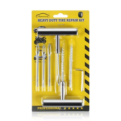 tire repair emergency quick – Kempinq və səyahət - 7-piece-tire-repair-kit-with-metal-handle-and-insertable-card
