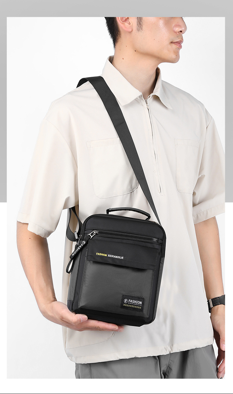 Men's large-capacity bag, nylon fabric single-shoulder bag, new business commuting crossbody bag, vertical small bag, hand-held men's bag undefined