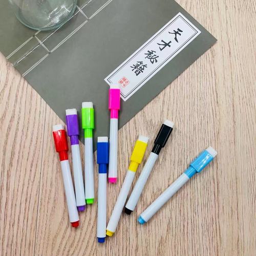 Manufacturer wholesale black color colored whiteboard markers with creative brush water-based environmentally friendly small size erasable pens with advertising LOGO engraving