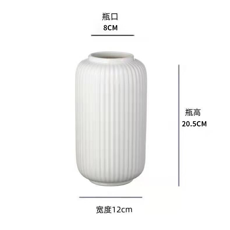 Jarrón rayado - blanco