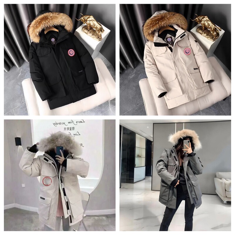 New 08 model goose down parka coat from Putian factory, unisex, mid-length, suitable for couples