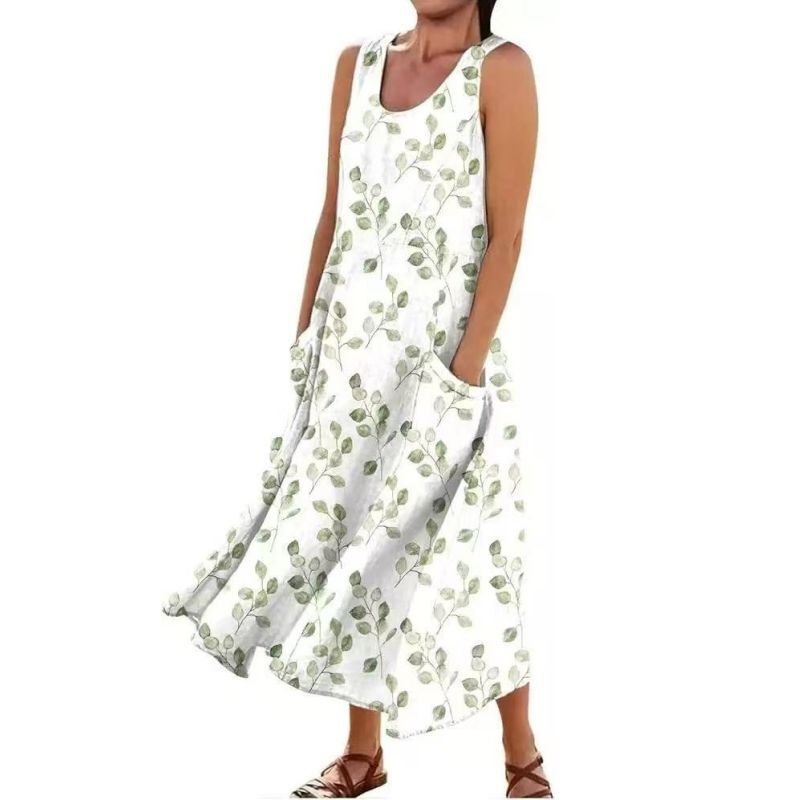 Summer New Products European and American Clothing Cross-Border Foreign Trade Amazon Women's Casual Comfortable Loose Printed Long Dress Summer New Products European and American Clothing Cross-Border Foreign Trade Amazon Women's Casual Comfortable Loose Printed Long Dress