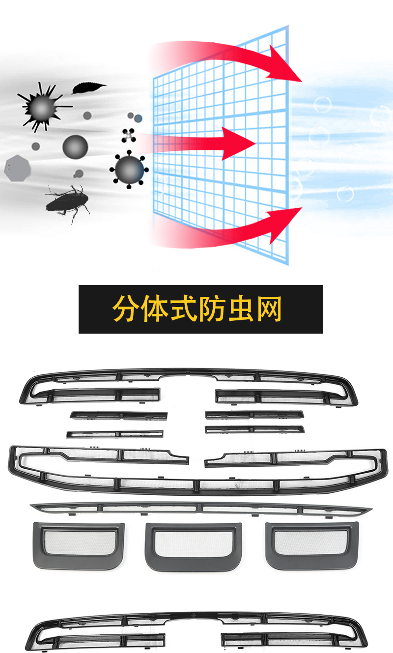 Suitable for Great Wall Tank 500 Sport Edition Models 23-26, Anti-Insect Net, Grille, Water Tank Clip Installation, No Disassembly Required, for Modification Use