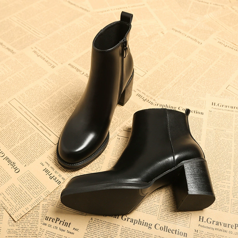 Женские короткие сапоги 2025: новая модель, средний каблук, массивный каблук, популярные ботинки в стиле Мартин, высокие каблуки, осенне-зимняя женская обувь, женские сапоги