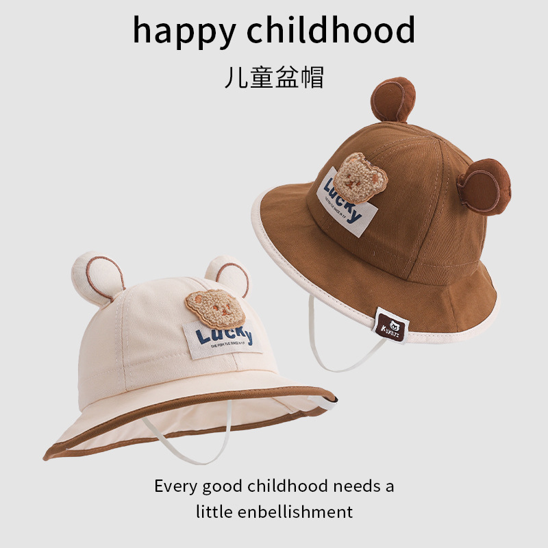 Sombreros para bebés otoño-invierno osos para niños niñas sombreros pescadores para niños gruesos sombreros de pelusa para bebés calientes