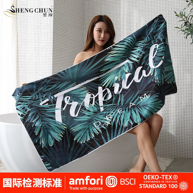 Amazon microfiber beach towel printed quick-drying hotel swimming bath towel double-sided velvet beach towel for foreign trade