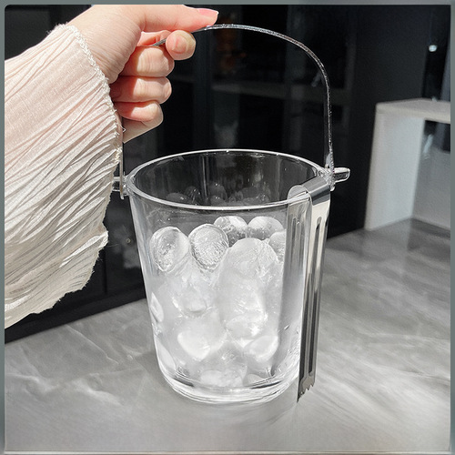 Luxury Glass Ice Bucket, High-End Home Glass Small Ice Bucket, Commercial KTV Beer Bucket for Ice Cubes, Internet Famous
