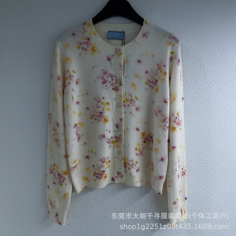 25秋季新款南油高定P+甜美减龄少女风碎花印花圆领针织开衫外套女|undefined