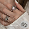 Bamboo retro fashionable ring, zirconium, Korean style, silver 925 sample, simple and elegant design, on index finger