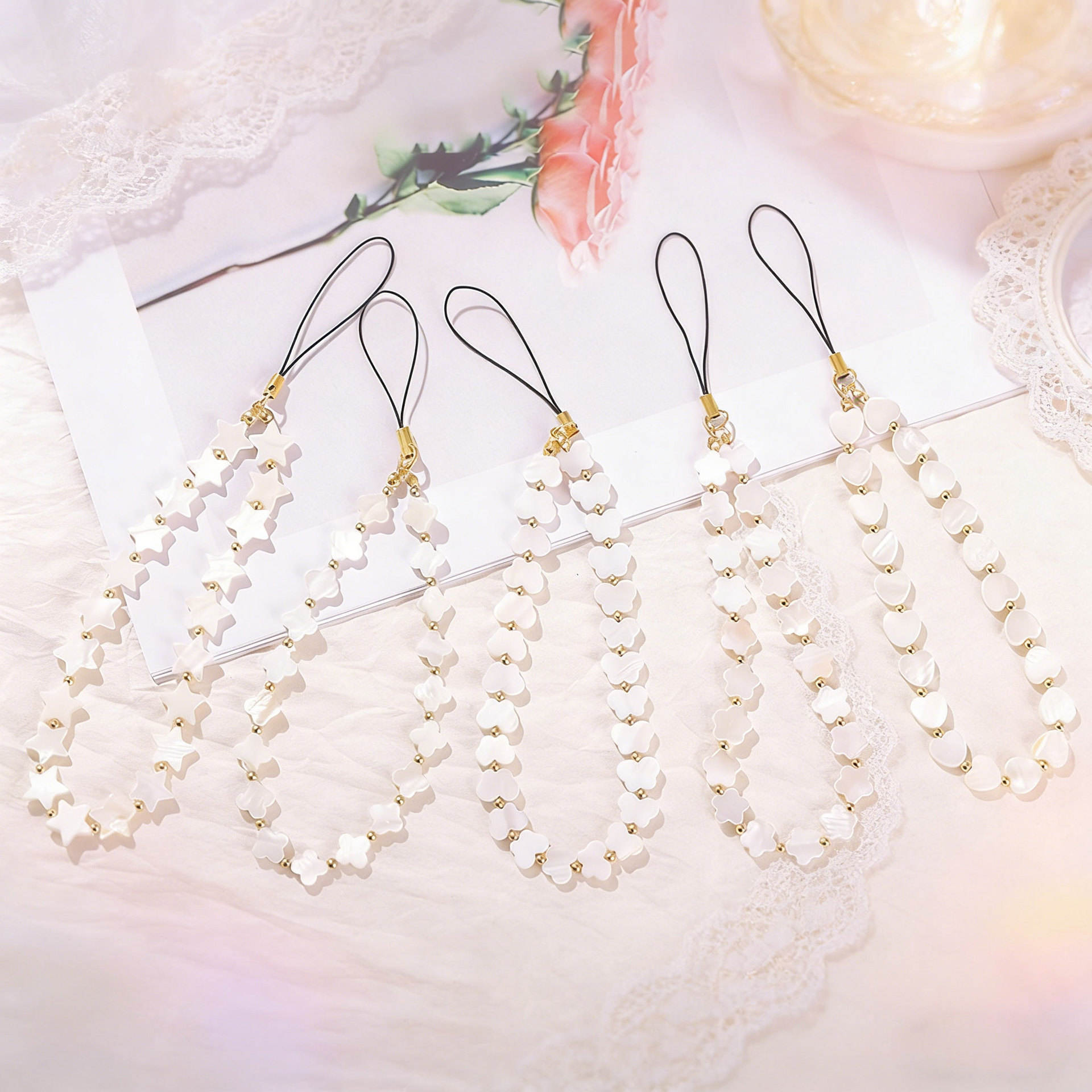 Cross-Border Heart Shell Mobile Phone Hanging Chain Niche Versatile Pendant Bag Pendant Portable Mobile Phone Case Pendant Mobile Phone Chain