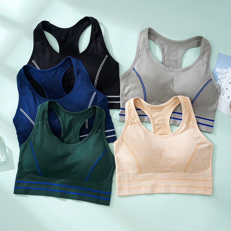 New Outfit Sports Vest Women's High Strength Fitness Running Shockproof Integrated Sports Bra Gather Yoga Underwear