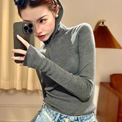 针织毛衣百搭新款拉链外套开衫立领长袖修身针织上衣女春秋打底衫