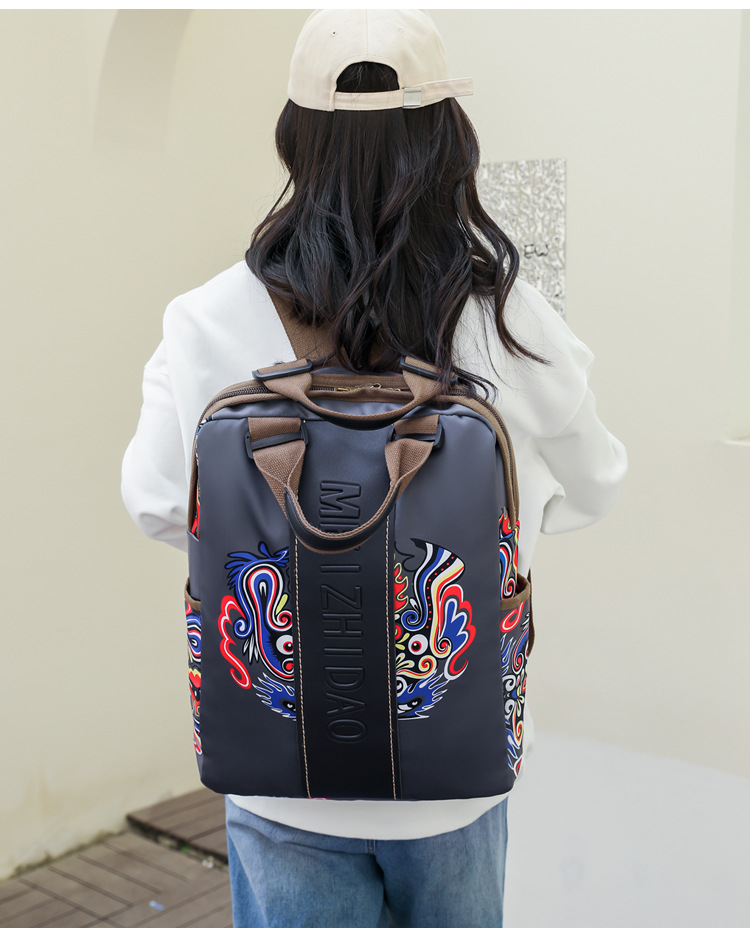 Frau Nylon Brief Basic Vintage-stil Quadrat Reißverschluss Modischer Rucksack display picture 3