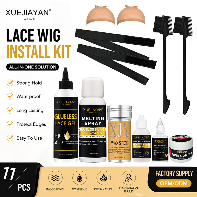 Lace Wig Installation Kit, Glue-Free Lace Gel Wig Adhesive, Strong Waterproof Styling Wig Tool Kit Lace Wig Installation Kit, Glue-Free Lace Gel Wig Adhesive, Strong Waterproof Styling Wig Tool Kit
