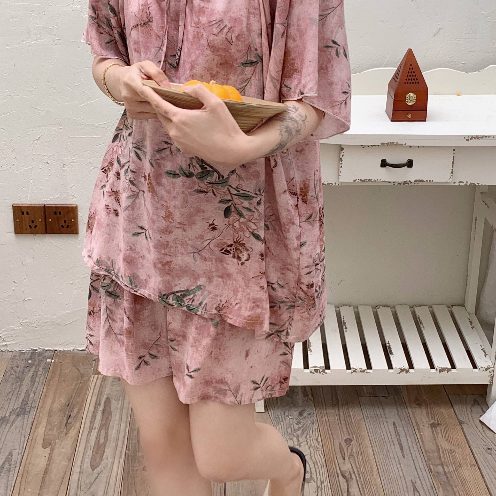 ¡Ropa para dormir! Pijama de seda de algodón pantalones cortos de verano para mujer