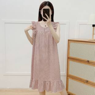 Summer pijama, skirt sleevless, thin dress, Korean style, plus size
