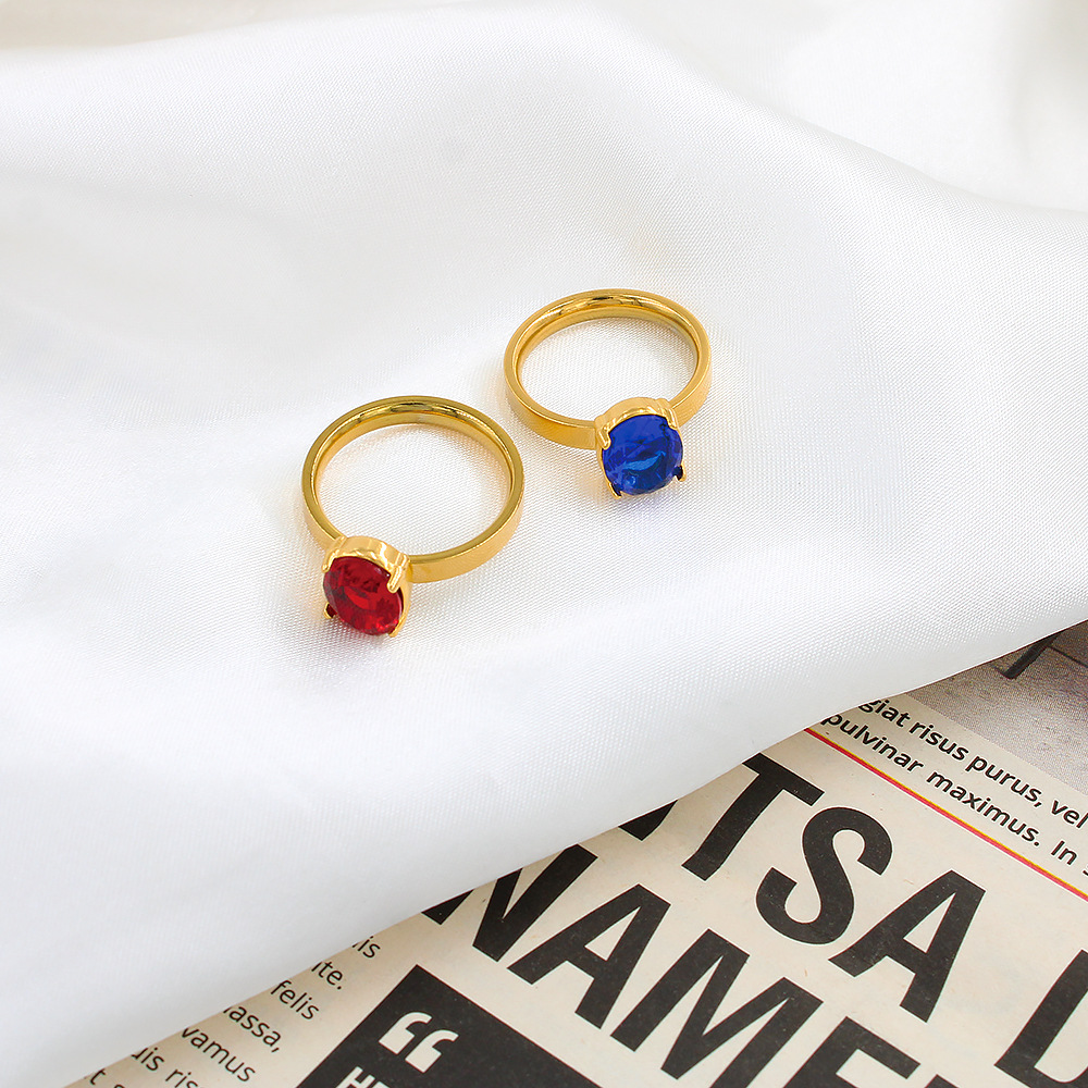 Oval Pattern Fashion Oval Titanium Steel Plating Zircon Rings