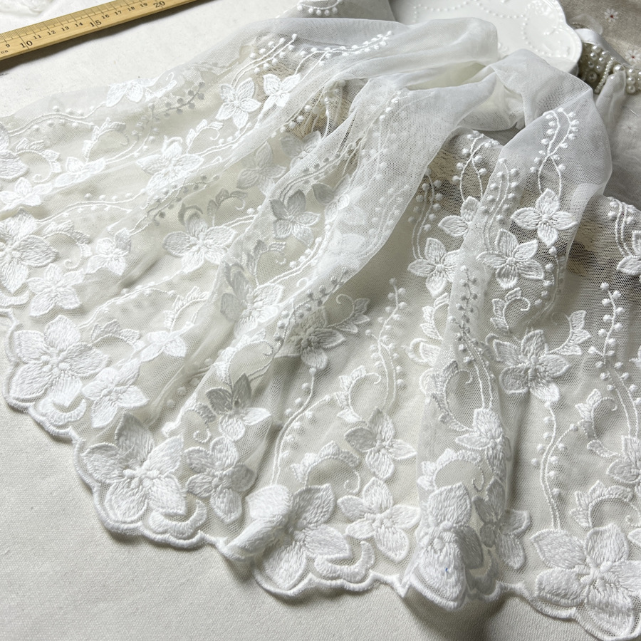 棉线批发服装布料蕾丝辅料花边刺绣宽36cm