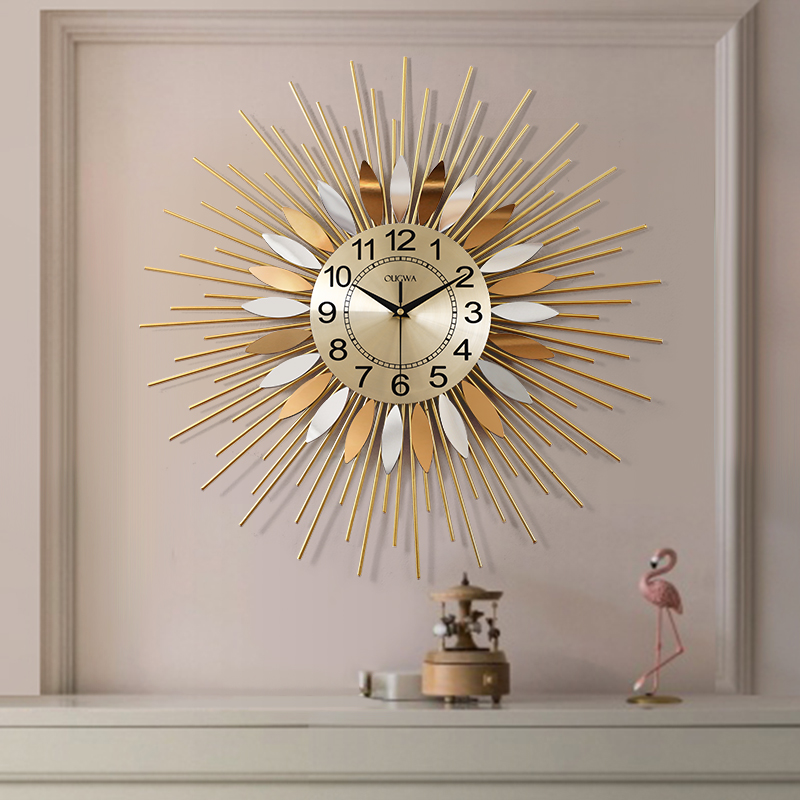 Luz nórdica de lujo elegante reloj de pared reloj de arte Reloj de pared sala de estar Hogar personalizado creativo americano decoración de la pared reloj