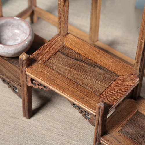 Wholesale solid wood chicken wing wood Bogu rack Duobaoge cultural toys Chinese style living room storage rack tea set rack display cabinet small pendant