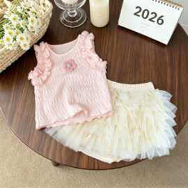 一件代发童装2026夏季婴儿衣服女童女宝宝背心无袖tutu裙套装裙子