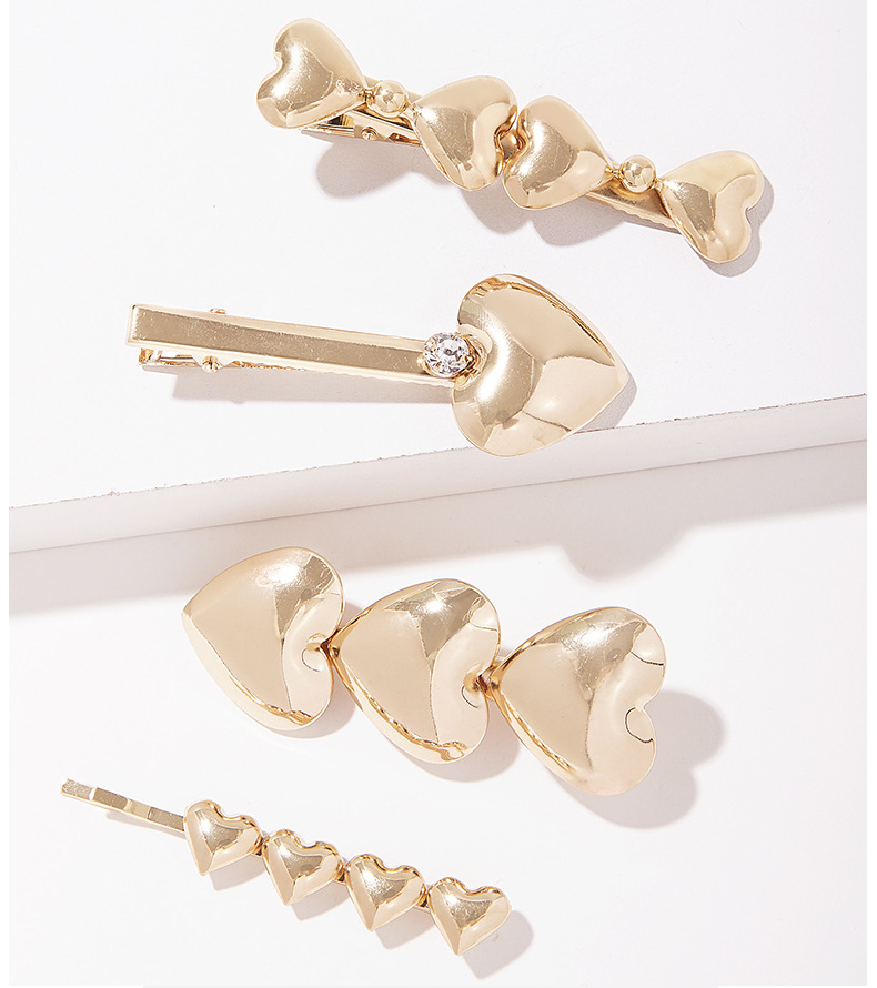 Spring And Summer Sweet Barrettes Metal Heart Shaped Duckbill Clip Female display picture 1