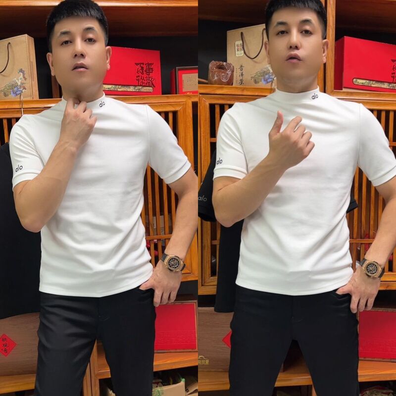 秋季时尚潮流个性痞帅高级感短袖简约男士舒适纯色轻奢休闲T恤|undefined