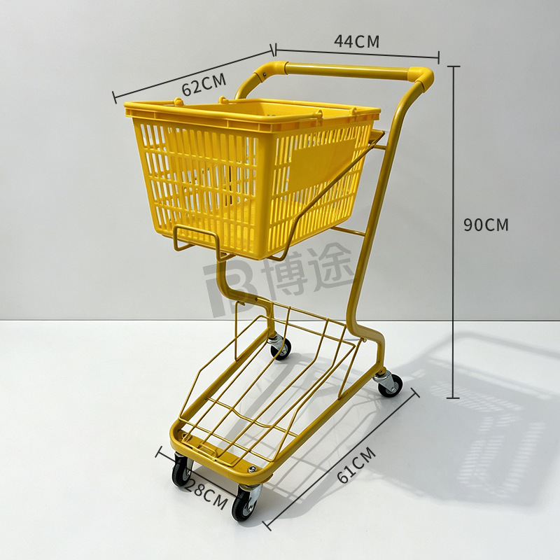 Carrito de Compra Doble de Acero para Adultos para Tiendas y Centros Comerciales