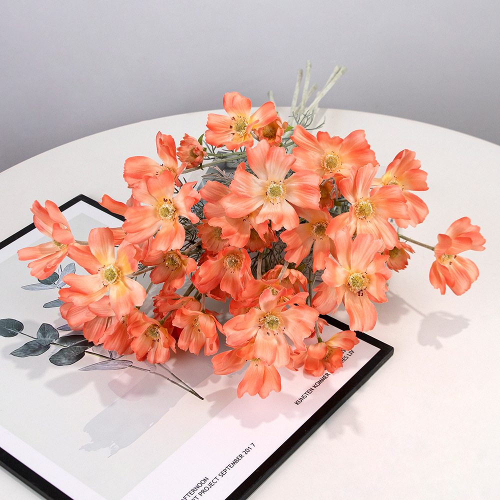 Fábrica fuente de decoración para el hogar boda flores falsas flores pastorales flores de seda simulación flor de crisantemo de morera pequeña flores de crisantemo de cosmos