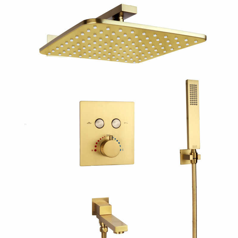 Luxury Golden Shower suit All Copper Faucet Bathroom Constant Temperature Shower Shower Head