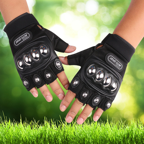 Motorcycle riding steel shell half finger gloves for men and women outdoor sports fitness mountaineering protective long finger hard shell gloves