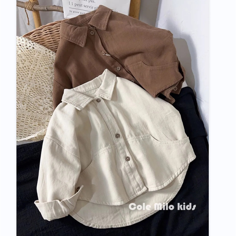 Artistic style ~ South Korea boys' shirt long sleeve spring and autumn 2024 New girls' shirt baby shirt children's cardigan