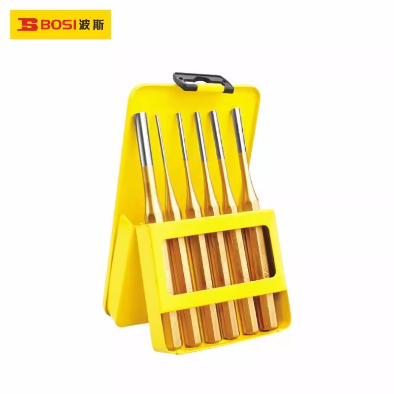 波斯工具 6件套销冲 中心冲 尖冲 钻孔打眼 中心定位冲子BS523806