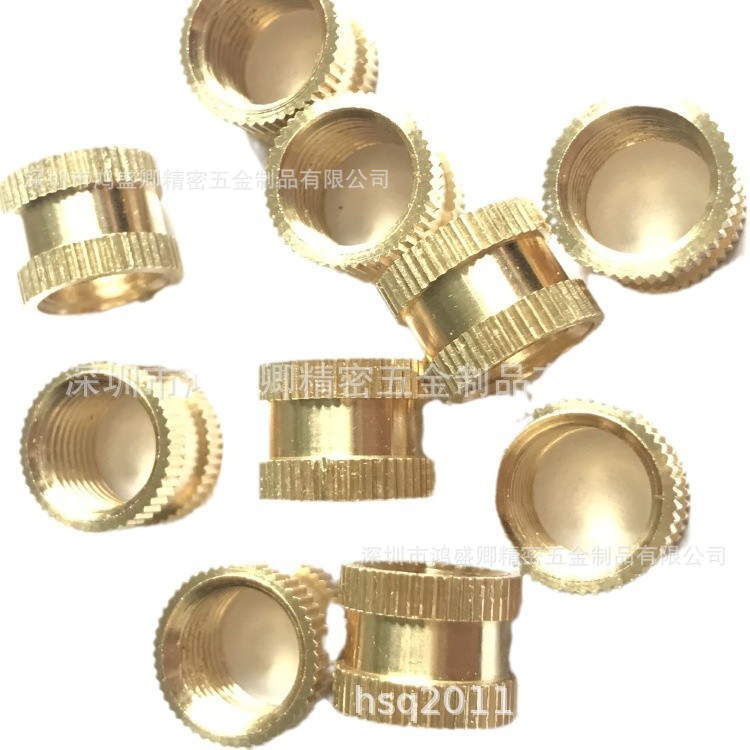预埋盲孔铜螺母M3-M16  注塑铜卡件铜嵌件铜花母 滚花铜螺母