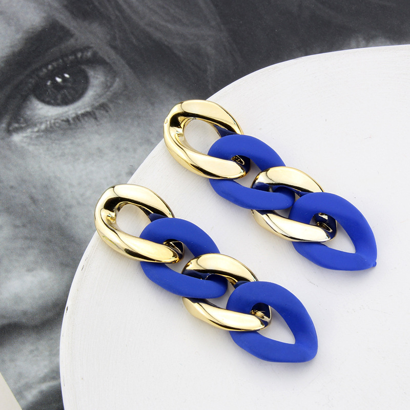 Klein Blue Earrings Korean Version Of Geometric Pendant Earrings display picture 3