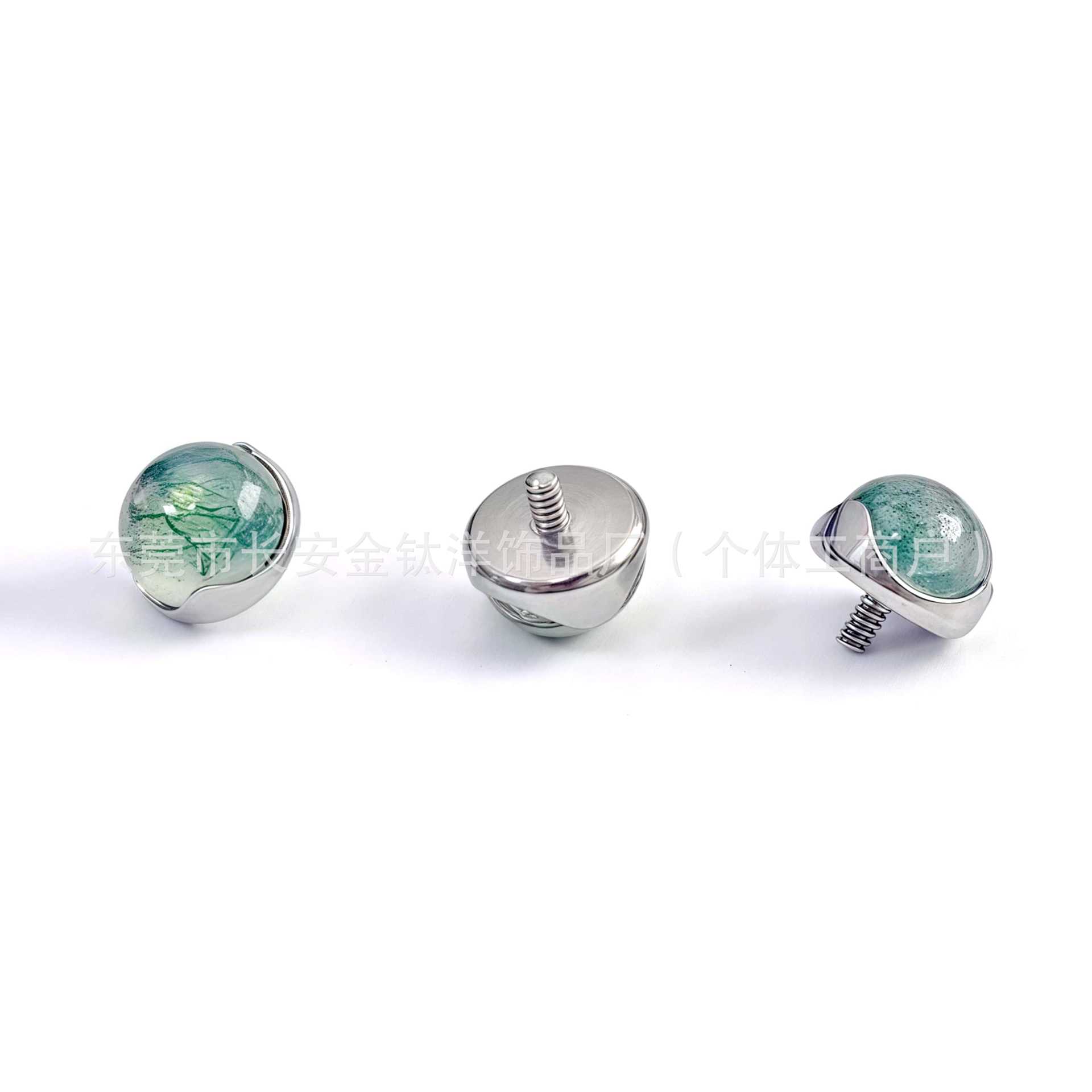 F136 Titanium Wave Edge Inlaid with Aquatic Agate Stone Lip Stud Nose Stud Ear Stud G23 Titanium Alloy Piercing Jewelry Ear Bone Stud detail image 8