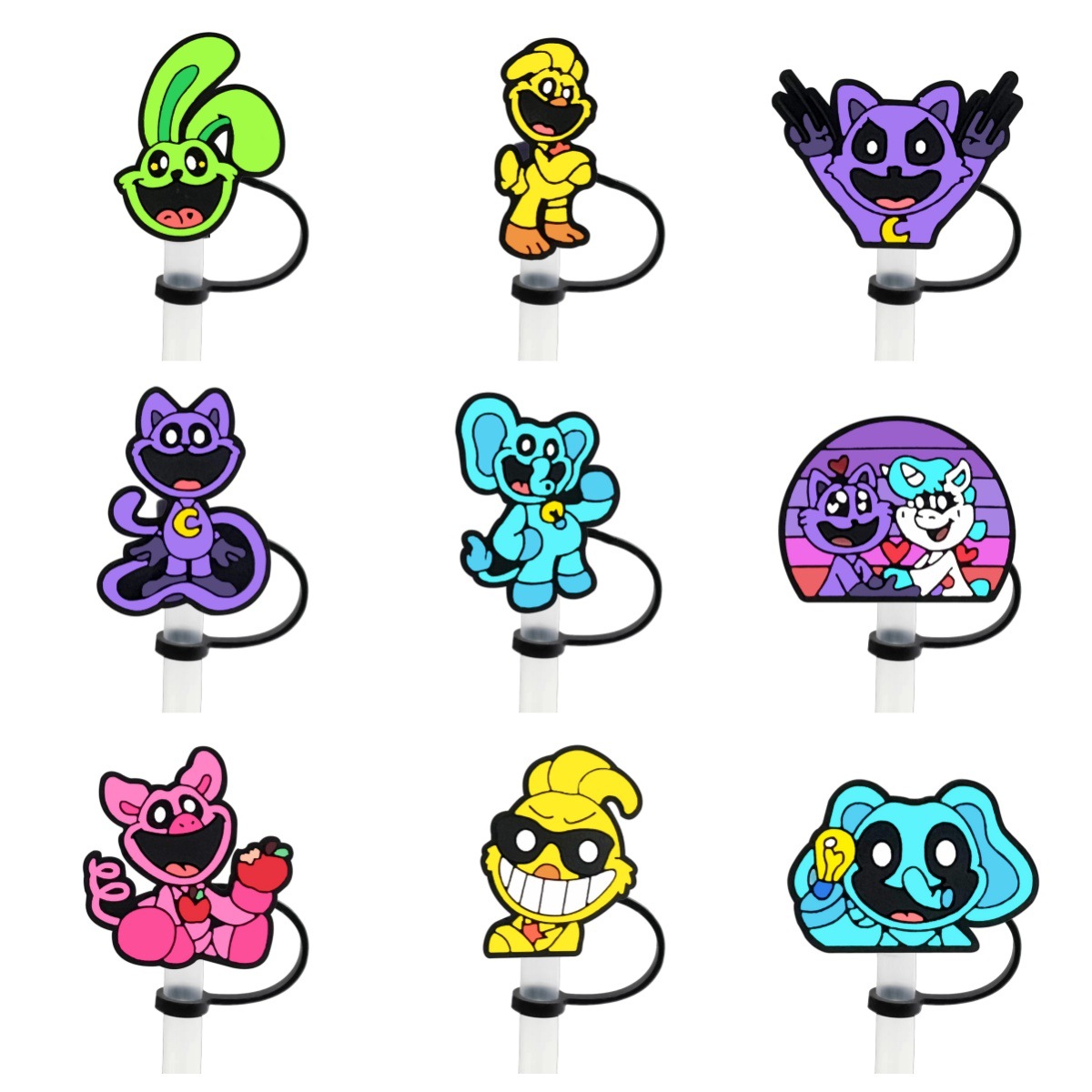 New Cross-border smilingcritters smile small animal straw cap 10mm diameter silicone dust plug