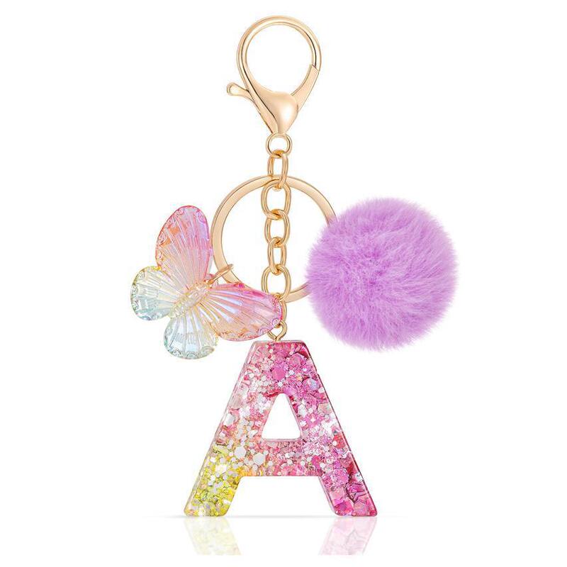 Resin 26 English Alphabet Keychains Initial Keychains Resin Letter a Keychains Cute Car Keys