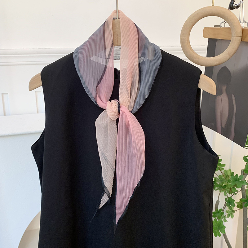 Pañuelo de seda de alta calidad nuevo estilo bufanda arrugada a juego de colores bufanda en forma de diamante bufanda de tul decorativa multifuncional de moda cinturón